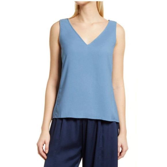 NWOT NORDSTROM V-Neck Tank‎ Top in Blue Coronet (S) - Picture 12 of 12
